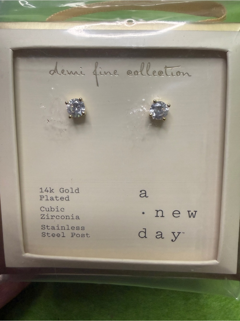 Target Gold Plated Clear Cubic Zirconia Stud Earrings